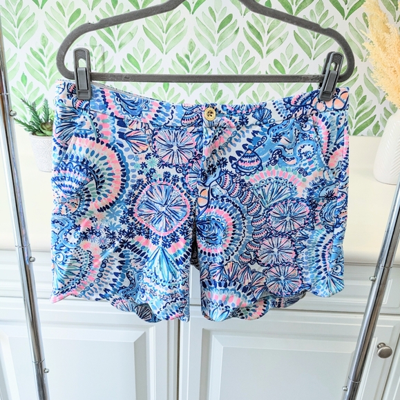 Lilly Pulitzer Darci Knit Shorts Blue Grotto Commotion in the Ocean - Picture 6 of 14